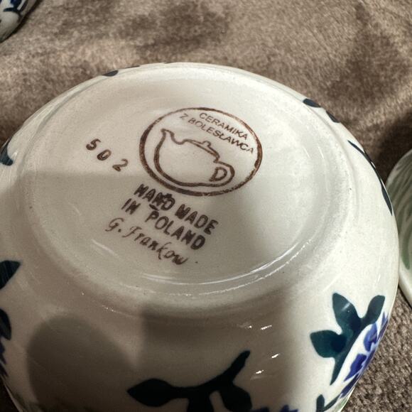 Ceramika Z Bolestawca Set Of 3 Bowls Handmade Polish Pottery Signed & Numbered - Picture 9 of 10